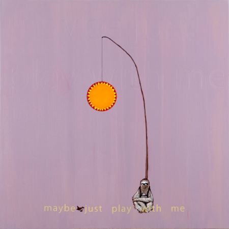 "maybe just play with me" acrylic on wood panel 23x23in